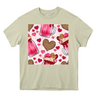 Mossy valentines day milkshake seamless pattern Heavy Core Tee - BundleAndBundleShop
