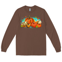 Chestnut thankful pumpkins Long Sleeve Tee - MaliasSmallBusiness