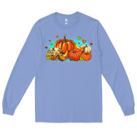 Colony Blue thankful pumpkins Long Sleeve Tee - MaliasSmallBusiness