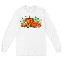 White thankful pumpkins Long Sleeve Tee - MaliasSmallBusiness