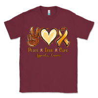 Burgundy Peace love cure Appendix Cancer Classic Tee - NancyCooperArtShop