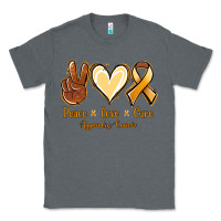 Charcoal Heather Peace love cure Appendix Cancer Classic Tee - NancyCooperArtShop