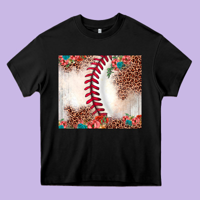 Baseball Leopard Heavy Core Tee Designed By Jahusdesignshop