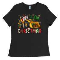 Black i dig Christmas bulldozer santa Ladies Tee - JahusDesignShop