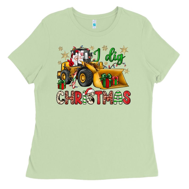 I Dig Christmas Bulldozer Santa Ladies Tee by JahusDesignShop | Teevron