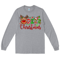 Heather Grey Deer Christmas reindeer Long Sleeve Tee - NancyCooperArtShop