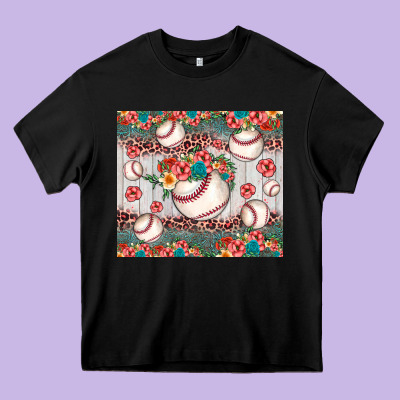 Baseball Leopard Heavy Core Tee Designed By Jahusdesignshop