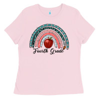 Bubblegum Pink fourth grade rainbow Ladies Tee - RanaPortraitStore