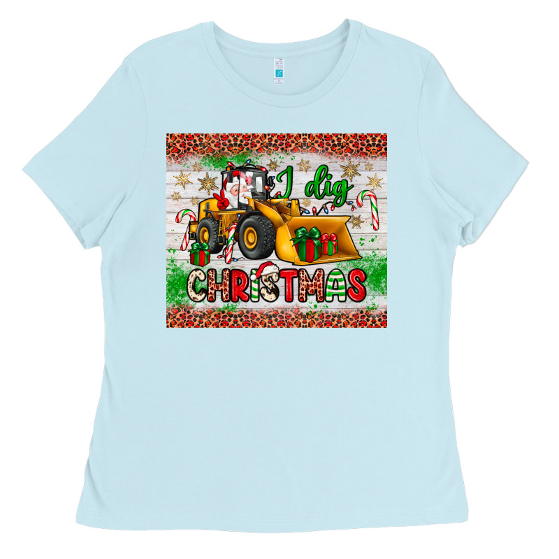 I Dig Christmas Bulldozer Santa Ladies Tee by JahusDesignShop | Teevron