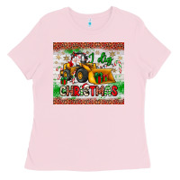Bubblegum Pink i dig christmas bulldozer santa Ladies Tee - JahusDesignShop
