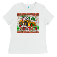 White i dig christmas bulldozer santa Ladies Tee - JahusDesignShop