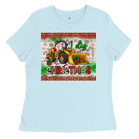 Baby Blue i dig christmas bulldozer santa Ladies Tee - JahusDesignShop