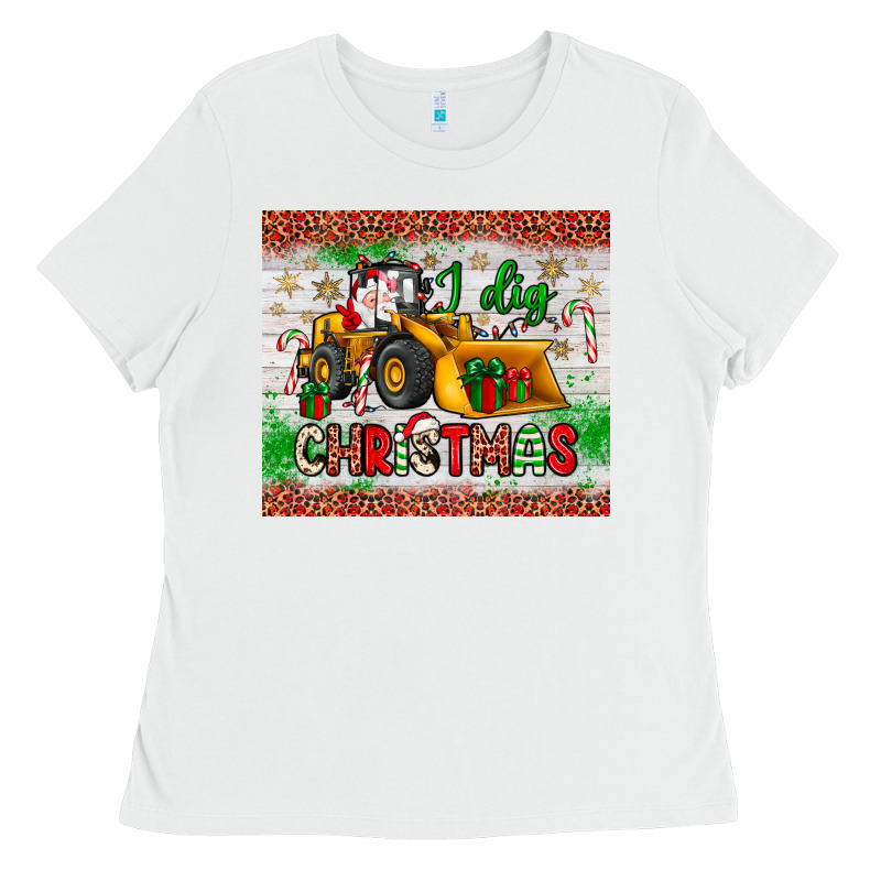 I Dig Christmas Bulldozer Santa Ladies Tee by JahusDesignShop | Teevron