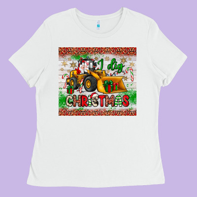 I Dig Christmas Bulldozer Santa Ladies Tee Designed By Jahusdesignshop