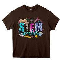 Chocolate Brown stem teacher Heavy Core Tee - AdoDesignShop