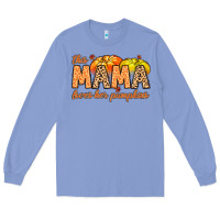 Colony Blue this mama loves her pumpkins Long Sleeve Tee - MaliasSmallBusiness