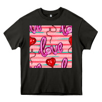 Asphalt valentines day heart and love balloons seamless pattern Heavy Core Tee - BundleAndBundleShop