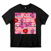 Black valentines day heart and love balloons seamless pattern Heavy Core Tee - BundleAndBundleShop
