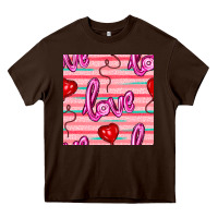 Chocolate Brown valentines day heart and love balloons seamless pattern Heavy Core Tee - BundleAndBundleShop