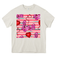 Cream valentines day heart and love balloons seamless pattern Heavy Core Tee - BundleAndBundleShop