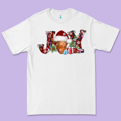 Joy Christmas Heifer Premium Tee Designed By Adodesignshop