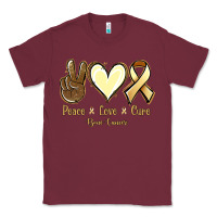 Burgundy Peace love cure Bone Cancer Classic Tee - NancyCooperArtShop