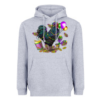 Heather Grey mardi gras chicken Heavyweight Hoodie - CowGirlArtShop