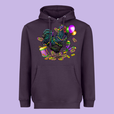Mardi Gras Chicken Heavyweight Hoodie Designed By Cowgirlartshop