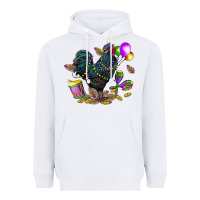 White mardi gras chicken Heavyweight Hoodie - CowGirlArtShop