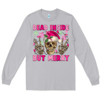 Moon Dust Dead inside but merry pink Christmas skeleton Long Sleeve Tee - NancyCooperArtShop