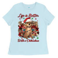 Baby Blue christmas life is better with a chihuahua Ladies Tee - JahusDesignShop