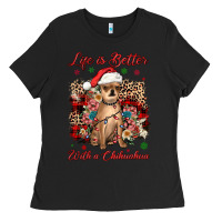 Black christmas life is better with a chihuahua Ladies Tee - JahusDesignShop