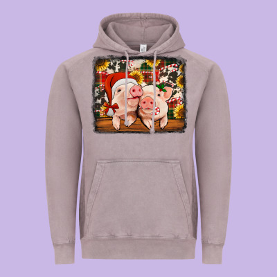 Christmas Pigs Vintage Hoodie Designed By Jasminsmagicworld