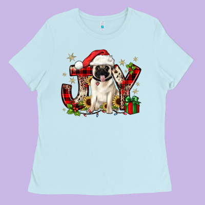 Christmas Joy Pug Ladies Tee Designed By Jahusdesignshop