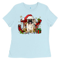 Baby Blue christmas joy pug Ladies Tee - JahusDesignShop