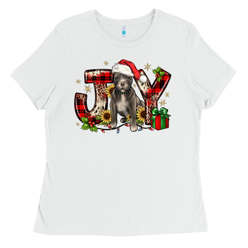 Christmas Joy Pitbull Ladies Tee by JahusDesignShop | Teevron