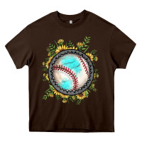 Chocolate Brown baseball gemstone sunflower Heavy Core Tee - JahusDesignShop