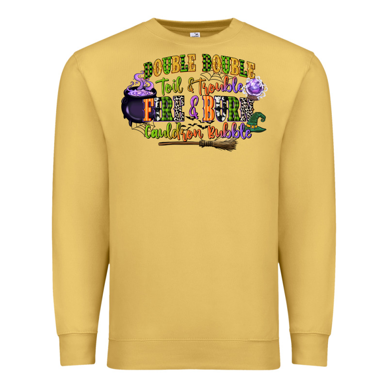 Double Double Toil And Trouble Fire And Burn Cauld Premium Sweatshirt by CowGirlArtShop | Teevron