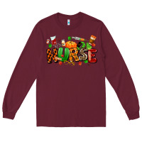 Burgundy fall nurse Long Sleeve Tee - MaliasSmallBusiness