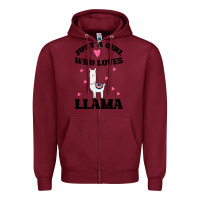 Burgundy Llama Just A Girl Who Loves Llamas Zipper Hoodie - Bettercallsaul