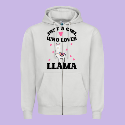 Llama Just A Girl Who Loves Llamas Zipper Hoodie Designed By Bettercallsaul