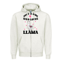 Oatmeal Heather Llama Just A Girl Who Loves Llamas Zipper Hoodie - Bettercallsaul