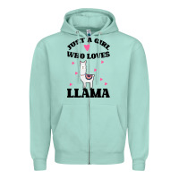 Seafoam Llama Just A Girl Who Loves Llamas Zipper Hoodie - Bettercallsaul