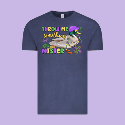 Throw Me Something Mister Mardi Gras Duck Vintage Tee Designed By Maliassmallbusiness