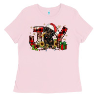 Bubblegum Pink christmas joy dachshund Ladies Tee - JahusDesignShop
