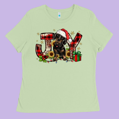 Christmas Joy Dachshund Ladies Tee Designed By Jahusdesignshop