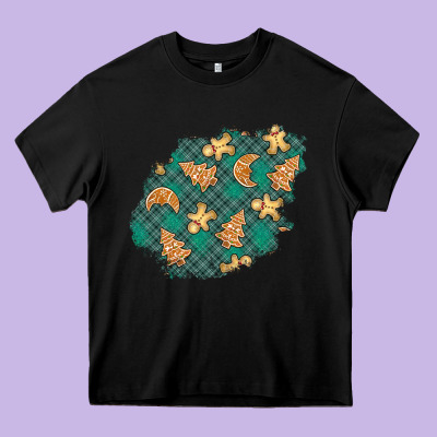 Christmas Gingerbread Cookies Patch Heavy Core Tee Designed By Bundleandbundleshop