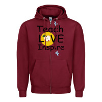 Burgundy Teach Love Inspire Zipper Hoodie - Bettercallsaul