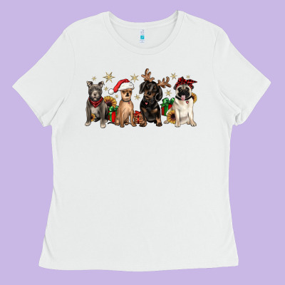 Christmas Chihuahua Pitbull Pug Dachshund Ladies Tee Designed By Jahusdesignshop