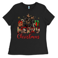 Black merry christmas dachshund Ladies Tee - JahusDesignShop
